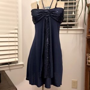 Stunning LaBelle Strapless Navy Sequined Dress M